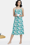 Zivame Blotched Bloom Woven Mid Length Nightdress -Florida Key — thumbnail 4